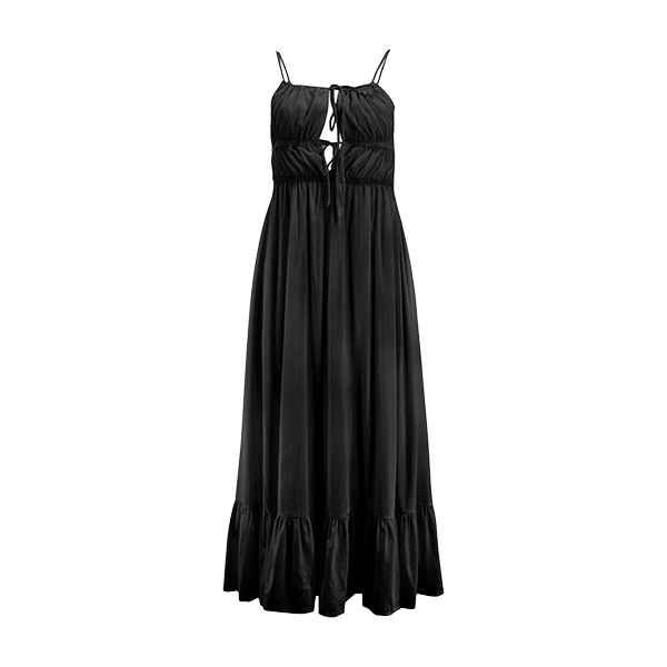 Almere Women's Summer Flowy Open Back Adjustable Tie Detail Maxi Dress
