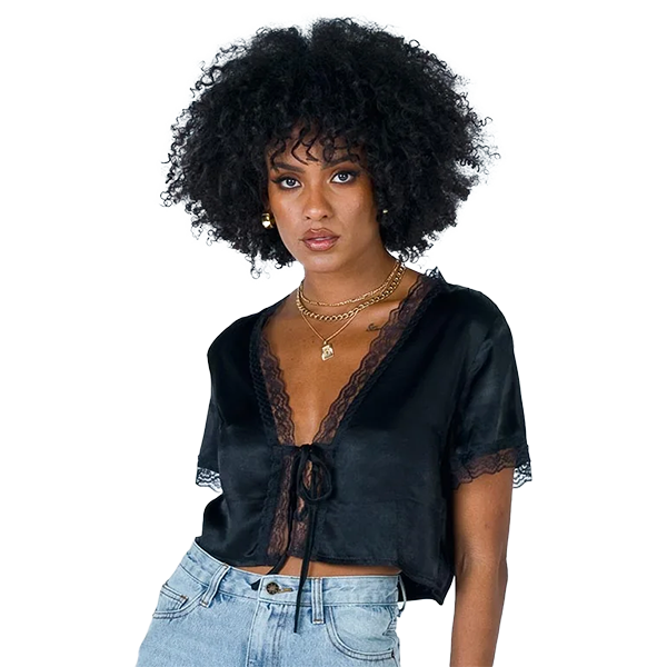 Princess Polly Vintage Tie Up Top Black