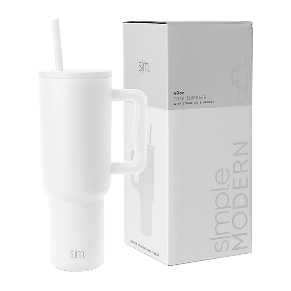 Tumbler with Handle and Straw Lid White