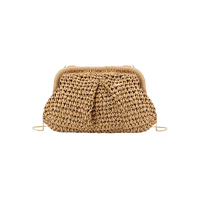 GOKTOW Straw Dumpling Clutch Purse,Summer Vacation Beach Crossbody Bag for Women,Raffia Wicker Rattan Woven Clutch