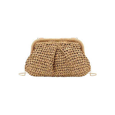 GOKTOW Straw Dumpling Clutch Purse,Summer Vacation Beach Crossbody Bag for Women,Raffia Wicker Rattan Woven Clutch